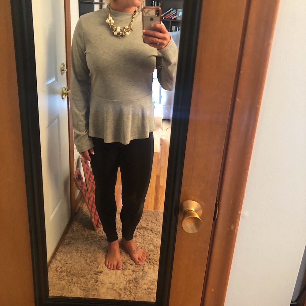 NWOT Grey Peplum Top